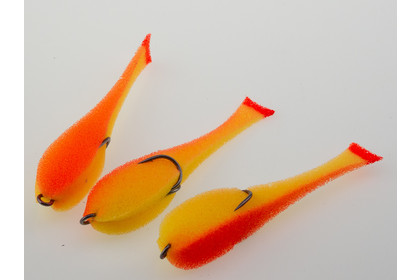 Поролоновая рыбка 125 мм. оснащенная на двойнике. Цвет 25 UV упак. 5 шт.