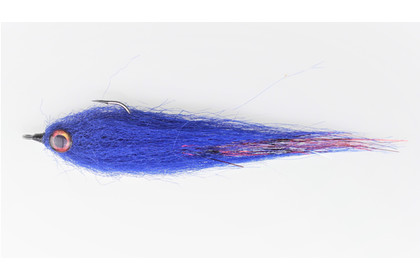 Джиг-стример M (120-135 мм), цвет 0844 (синее тело, красный хвост, натуральные глазки), крючок 3/0