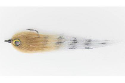 Джиг-стример M (120-135 мм), цвет 1111 (бежевое тело, белый хвост, натуральные глазки), крючок 3/0