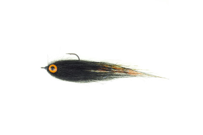 Джиг-стример S (95-115 мм), цвет 0066 (черное тело, оранжевый хвост, оранжевые глазки), крючок 2/0