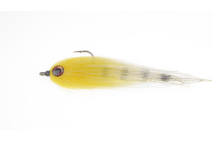 Джиг-стример M (120-135 мм), цвет 0211 (желтое тело, белый хвост, натуральные глазки), крючок 3/0